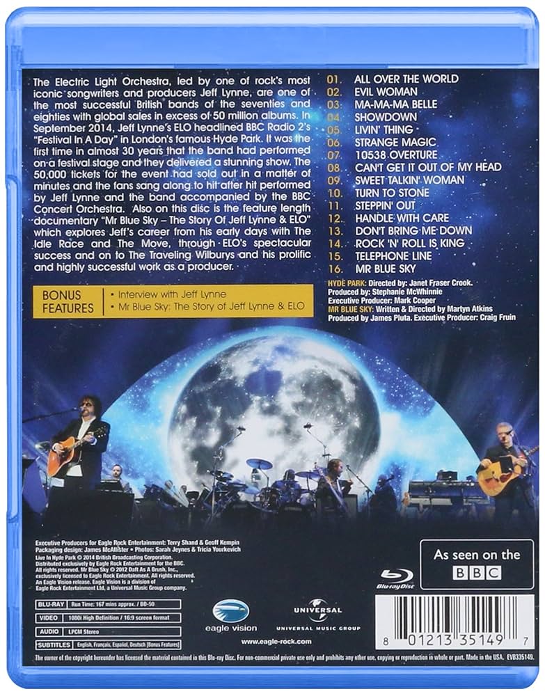 Amazon.co.jp: Jeff Lynne's ELO: Live in Hyde Park 2014 [Blu